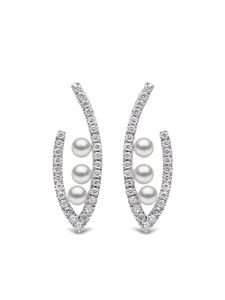 Yoko London boucles d'oreilles en or blanc 18ct ornés de diamants et de perles Akoya - Argent