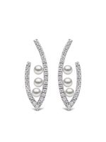 Yoko London boucles d'oreilles en or blanc 18ct ornés de diamants et de perles Akoya - Argent