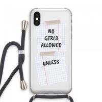 No Girls Allowed Unless: iPhone XS Max Transparant Hoesje met koord