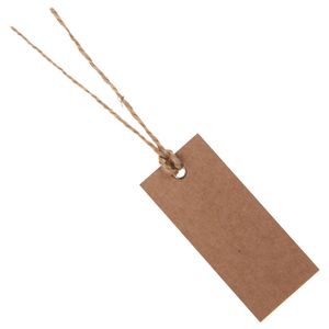 Santex cadeaulabels kraft met lintje - set 12x stuks - bruin - 3 x 7 cm - naam tags - Cadeauversiering