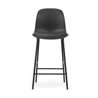 Normann Copenhagen Form barkruk H65 hoge rug Black vierpoot staal