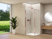 Inloopdouche Van Rijn Products ST01 Met Haaks Deel L&R 140x200 cm 8 mm Helder Glas Incl. Stabilisatiestang Geborsteld Koper