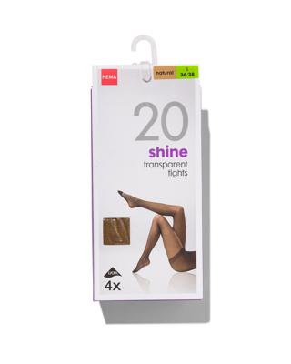 HEMA 4-pak Pantys Glans Transparant 20 Denier Beige (beige)