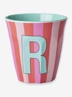 Gestreepte melamine mok LETTER R rice, medium 250 ml meerkleurig