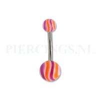 Navelpiercing gegolfd paars-oranje Navelpiercing gegolfd paars-oranje