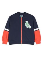 Kenzo Kids sweat zippé à patch logo - Bleu - thumbnail