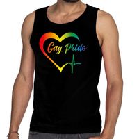 Gay pride kloppend hart regenboog gaypride tanktop zwart heren - thumbnail