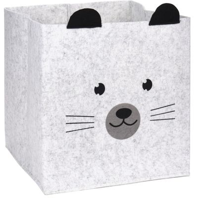 Opbergmand/kastmand vilt kinderkamer - dieren thema muis - 32 x 32 x 32 cm