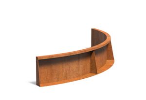 Keerwand cortenstaal binnenbocht 150x150x30cm.