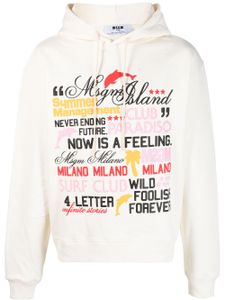 MSGM hoodie en coton à imprimé texte - Tons neutres