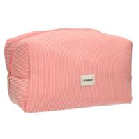 Traveller Toilettas rib waterdicht roze 24,5cm x 18,5cm