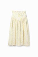 Gerimpelde midi-rok bloemen - YELLOW - XL