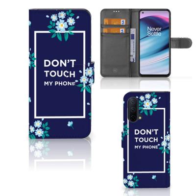 OnePlus Nord CE 5G Portemonnee Hoesje Flowers Blue DTMP OnePlus Nord CE 5G Portemonnee Hoesje Flowers Blue DTMP