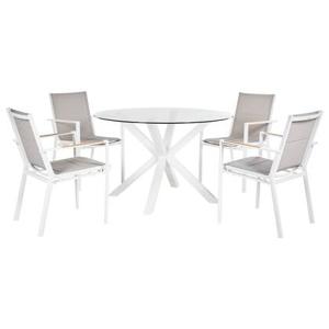 Beliani - MALETTO|BUSSETO - Tuinset voor 4 - Wit - Aluminium|Glas