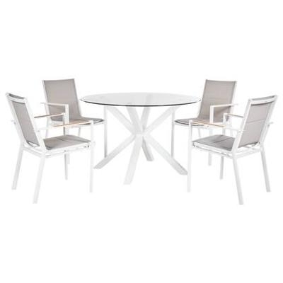Beliani - MALETTO|BUSSETO - Tuinset voor 4 - Wit - Aluminium|Glas