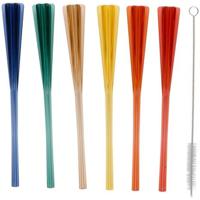 Alpina Cocktail roerder en rietjes met schoonmaak borstel - kunststof - 7x stuks - gekleurd Alpina Cocktail roerder en rietjes met schoonmaak borstel - kunststof - 7x stuks - gekleurd