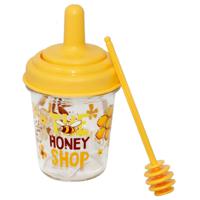 Honingpot met honinglepel - glas - 320 ml - 9 x 15 cm