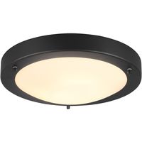LED Plafondlamp - Badkamerlamp - Trion Condi - Opbouw Rond - Spatwaterdicht IP44 - E27 Fitting - Mat Zwart Aluminium - Ø310mm