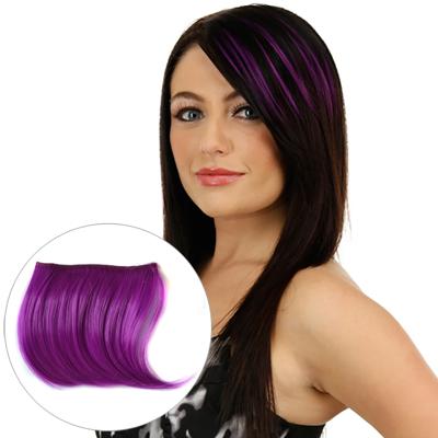 Kleur verloop onzichtbare naadloze haarverlenging pruik stuk recht haar stuk kleur pony haar stuk (paars)