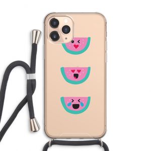 Smiley watermeloen: iPhone 11 Pro Max Transparant Hoesje met koord