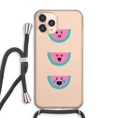 Smiley watermeloen: iPhone 11 Pro Max Transparant Hoesje met koord