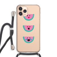 Smiley watermeloen: iPhone 11 Pro Max Transparant Hoesje met koord