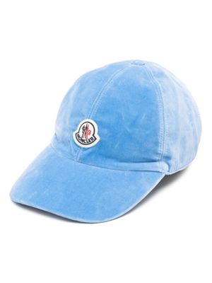 Moncler casquette en coton à logo appliqué - Bleu