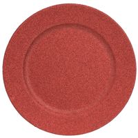 Kaarsenbord - rood glitters - D33 cm - kunststof - kaarsen onderborden   - - thumbnail