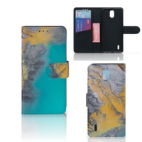 Nokia 1.3 Bookcase Marble Blue Gold - thumbnail