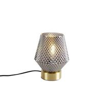 QAZQA Art Deco tafellamp messing met smoke glas - Karce