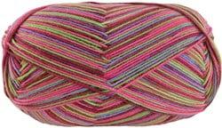 Lana Grossa Meilenweit 100 Merino Extrafine Cosy 6166 Roze/bordeaux/lentegroen/violetblauwe strepen