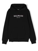 Balmain Kids hoodie à logo strassé - Noir