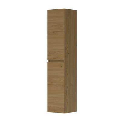INK Fineer badkamerkast 35x169x37cm 2 deuren links/rechtsdraaiend greeploos fineer met uittrekbare wasmand Natur SW454452/SW699403