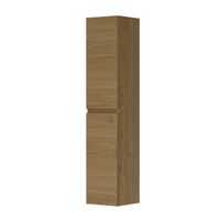 INK Fineer badkamerkast 35x169x37cm 2 deuren links/rechtsdraaiend greeploos fineer met uittrekbare wasmand Natur SW454452/SW699403