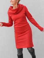 Red Plain Casual Cotton-Blend Knitting Dress - thumbnail