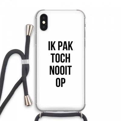 Ik pak nooit op: iPhone XS Max Transparant Hoesje met koord