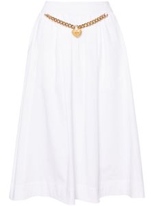 Moschino heart-charm ruched midi skirt - Blanc