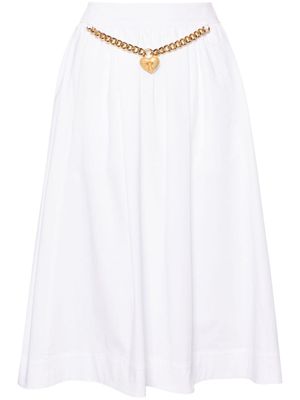Moschino jupe mi-longue à cœurs imprimés - Blanc