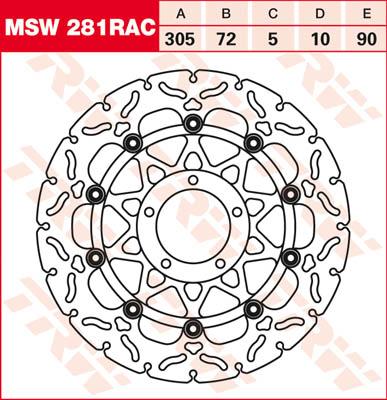 TRW Remschijf, remschijven voor de moto, MSW281RAC