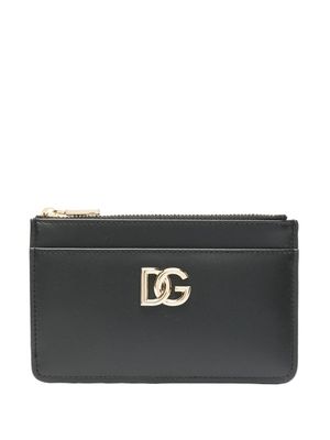 Dolce & Gabbana porte-cartes en cuir à logo DG - Noir