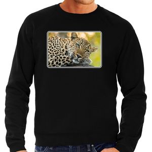 Dieren sweater / trui met jaguars foto zwart voor heren