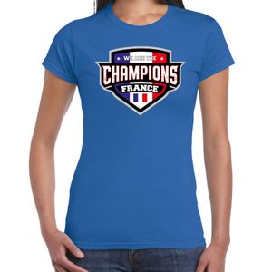 We are the champions France / Frankrijk supporter t-shirt blauw voor dames