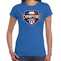 We are the champions France / Frankrijk supporter t-shirt blauw voor dames - thumbnail