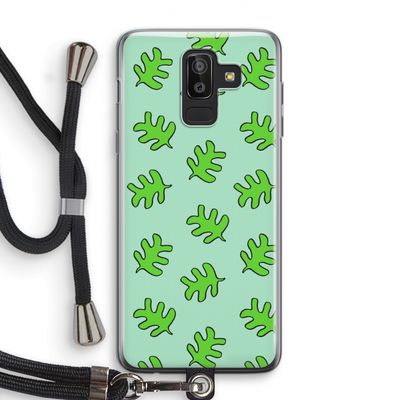 Groene blaadjes: Samsung Galaxy J8 (2018) Transparant Hoesje met koord