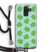 Groene blaadjes: Samsung Galaxy J8 (2018) Transparant Hoesje met koord