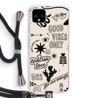 Good vibes: Pixel 4 XL Transparant Hoesje met koord