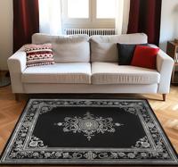 Klassiek oosters ontwerp vinyl tapijt zwart