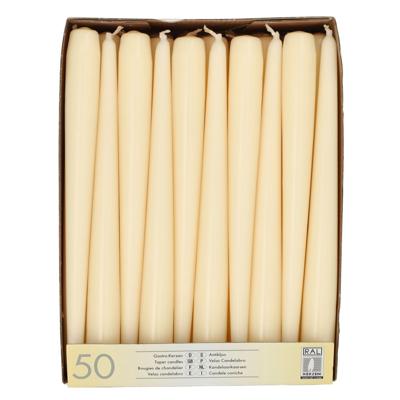 Dinerkaarsen/kandelaarkaarsen Mega pack - 50x stuks - creme wit - Gotisch - 25 cm
