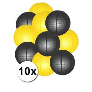Zwarte en gele feest lampionnen 10x
