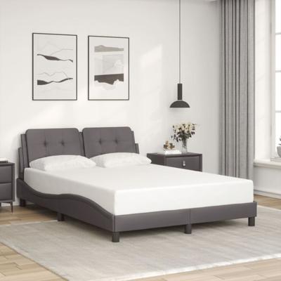 Bedframe met hoofdbord kunstleer grijs 140x200 cm